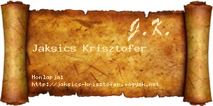 Jaksics Krisztofer névjegykártya